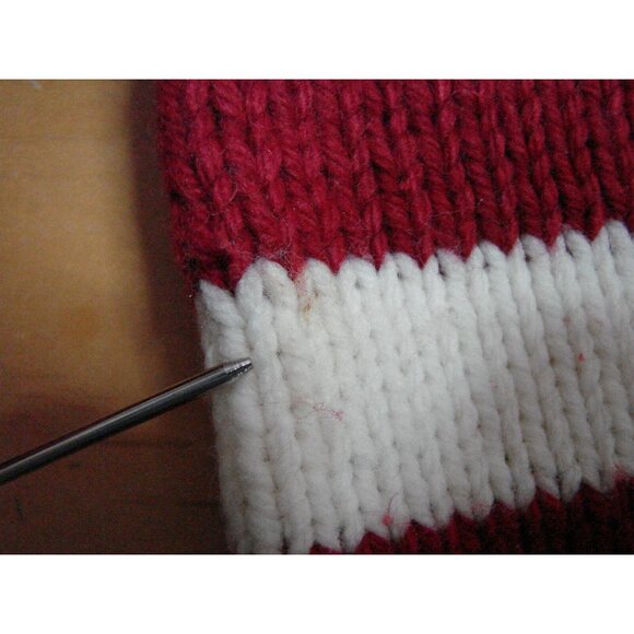 Handmade Hand Knit Pullover Sweater Turtleneck Size Med Crochet Warm Striped Vtg - Picture 9 of 13